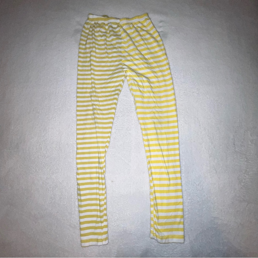 Kids girls Yellow and White Striped leggings